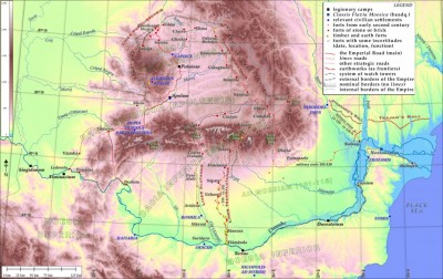 Figure 1. Map of the Roman frontiers and earthworks in the area north of the Lower Danube. Projection UTM (35), datum WGS84 for all maps.